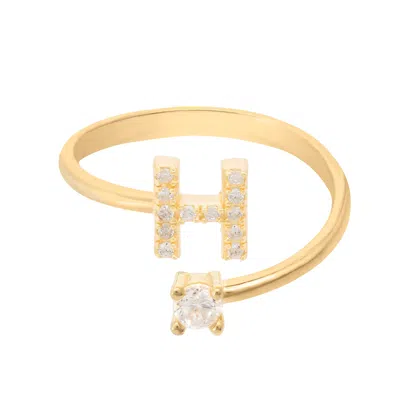 Latelita Women's White / Gold Initial Ring Gold H In Multi