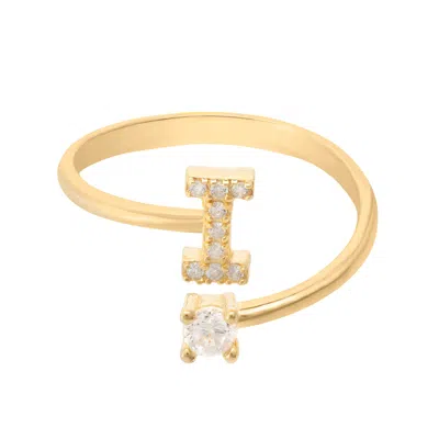Latelita Women's White / Gold Initial Ring Gold I In Multi