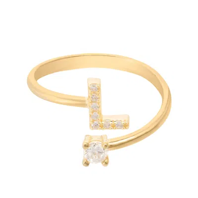 Latelita Women's White / Gold Initial Ring Gold L In Multi