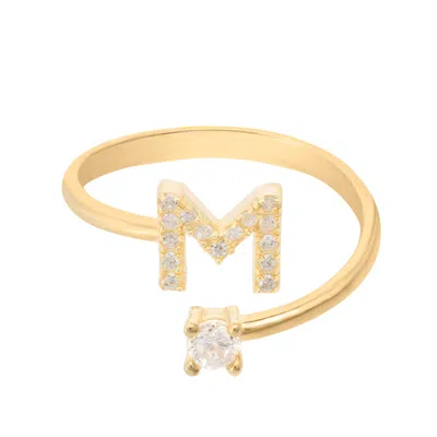 Latelita Women's White / Gold Initial Ring Gold M In Multi