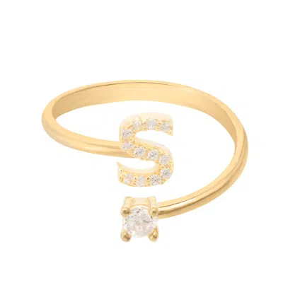 Latelita Women's White / Gold Initial Ring Gold S In Multi