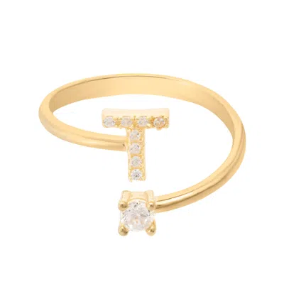 Latelita Women's White / Gold Initial Ring Gold T In Multi
