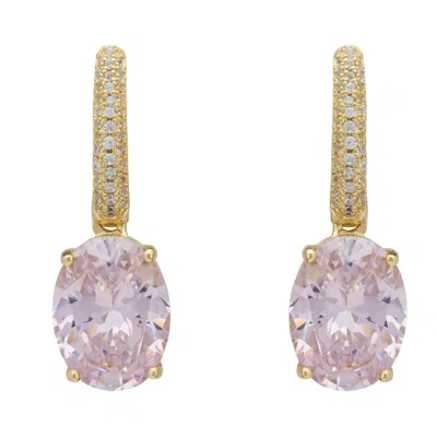 Latelita Women's White / Gold / Pink Alexandra Oval Drop Earrings Gold Morganite