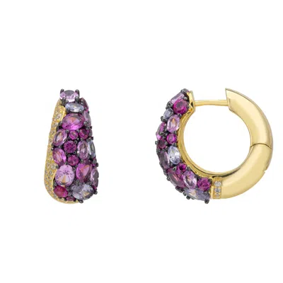 Latelita Women's White / Gold / Pink Candy Chunky Hoop Earrings Hot Pink Gold In Multi