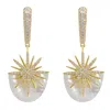 Latelita Women's White / Gold Sunburst White Mother Of Pearl White Gold Earrings