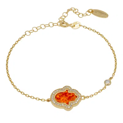 Latelita Women's White / Gold / Yellow Hamsa Opalite Fire Opal Bracelet Gold