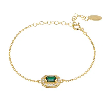Latelita Women's White / Green / Gold Whistledown Gemstone Bracelet Emerald Gold