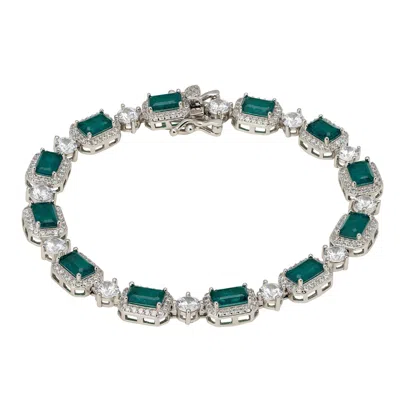 Latelita Women's White / Green / Silver Elena Gemstone Bracelet Emerald Silver In Multi