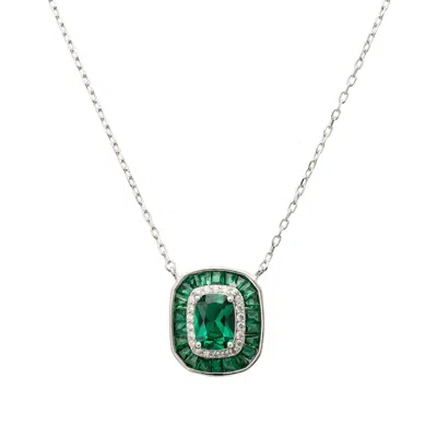 Latelita Women's White / Green / Silver Great Gatsby Pendant Necklace Emerald Silver