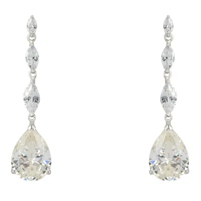 Latelita Women's White / Neutrals / Silver Zara Teardrop Moissanite Gemstone Earrings Silver In Multi