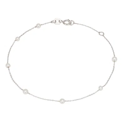 Latelita Women's White / Neutrals Solid 14k White Gold Natural Spaced Pearl Bracelet In Silver
