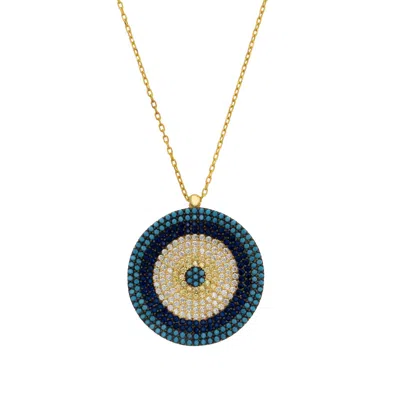 Latelita Women's White / Orange / Blue Evil Eye Pendant Necklace Large Blue Gold In Multi