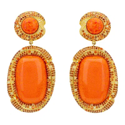 Latelita Women's White / Orange / Gold Fiorella Fire Opal Drop Earrings Gold In Multi