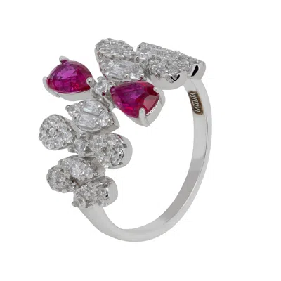 Latelita Women's White / Pink / Purple Duchess Ruby Cocktail Ring Silver