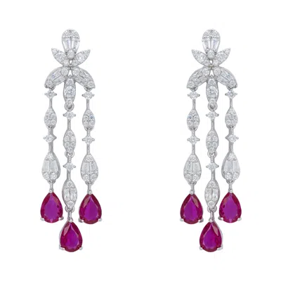 Latelita Women's White / Pink / Purple Duchess Ruby Drop Earrings Silver
