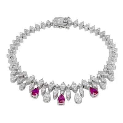 Latelita Women's White / Pink / Purple Duchess Ruby Tennis Bracelet Silver