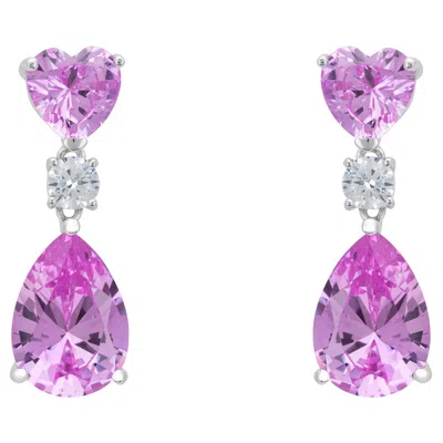 Latelita Women's White / Pink / Purple Irina Morganite Teardrop Earrings Silver In Multi