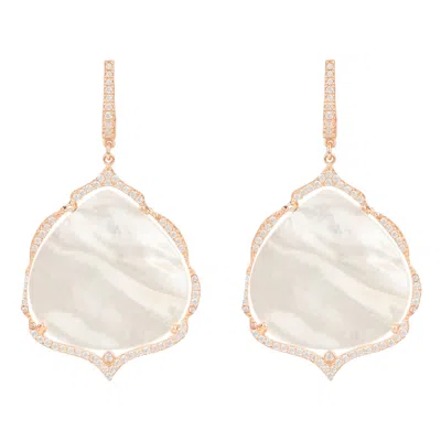 Latelita Women's White / Rose Gold Antoinette Earrings White Mother Of Pearl Rose Gold In Multi