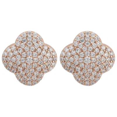 Latelita Women's White / Rose Gold Byzantine Clover Flower Stud Earrings Rosegold