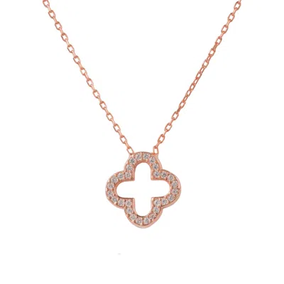 Latelita Women's White / Rose Gold Byzantine Clover Necklace Rosegold In Multi