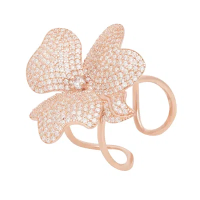 Latelita Women's White / Rose Gold Flower Cocktail Ring Rosegold In Multi