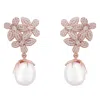 Latelita Women's White / Rose Gold Flowers Pearl Earrings Rosegold White In Multi