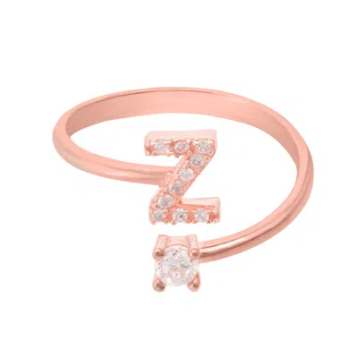 Latelita Women's White / Rose Gold Initial Ring Rosegold Z In Multi