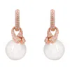 Latelita Women's White / Rose Gold Tie The Knot Drop Pearl Earrings Rosegold