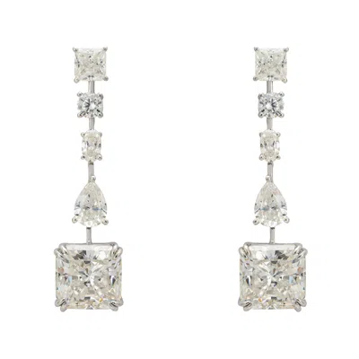 Latelita Women's White / Silver Angelina Moissanite Drop Earrings Silver In Multi
