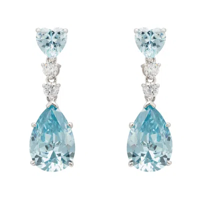 Latelita Women's White / Silver / Blue Augusta Blue Topaz Teardrop Earrings Silver In Multi