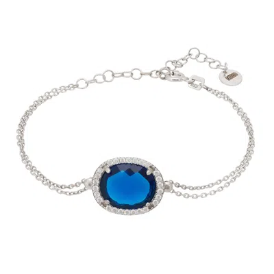 Latelita Women's White / Silver / Blue Beatrice Oval Gemstone Bracelet Silver Sapphire Hydro