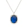 Latelita Women's White / Silver / Blue Beatrice Oval Gemstone Pendant Necklace Silver Sapphire Hydro In Multi