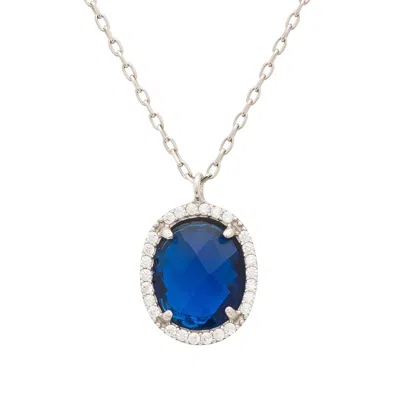 Latelita Women's White / Silver / Blue Beatrice Oval Gemstone Pendant Necklace Silver Sapphire Hydro In Multi
