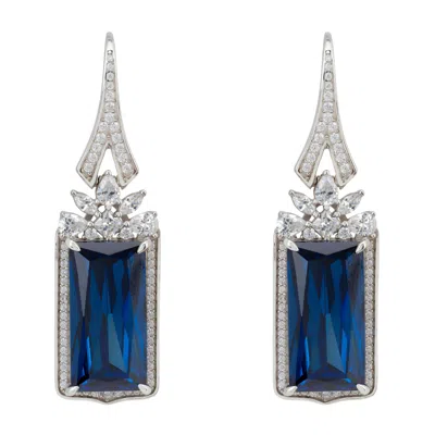 Latelita Women's White / Silver / Blue Evangeline Drop Earrings Sapphire Silver