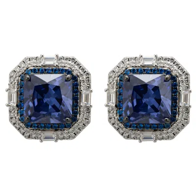 Latelita Women's White / Silver / Blue Madeleine Large Stud Earrings Silver Tanzanite