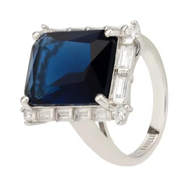 Latelita Women's White / Silver / Blue Tudor Silver Ring Sapphire In Multi