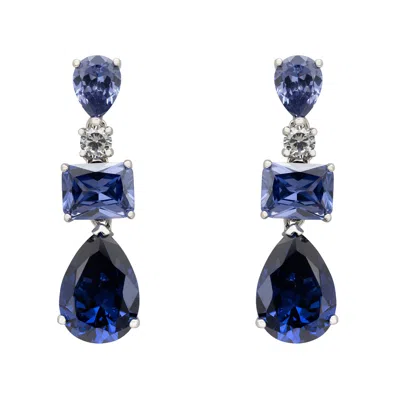 Latelita Women's White / Silver / Blue Valentina Drop Earrings Silver Tanzanite