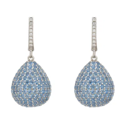 Latelita Women's White / Silver / Blue Valerie Pear Drop Gemstone Earrings Silver Ice Blue In Multi
