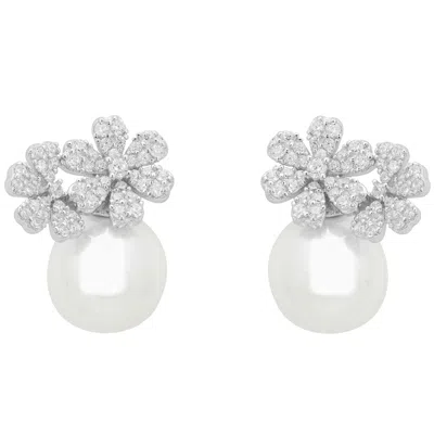 Latelita Women's White / Silver Bouquet And Pearl Stud Earrings Silver In Multi