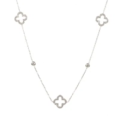 Latelita Women's White / Silver Byzantine Clover Necklace Long Silver In Multi