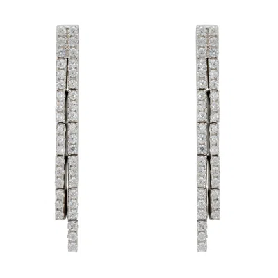 Latelita Women's White / Silver Charleston Art Deco Silver Drop Earrings In Multi