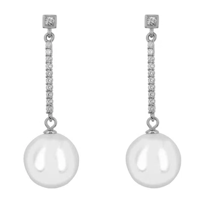 Latelita Women's White / Silver Copenhagen Pearl Drop Earrings Silver In Multi