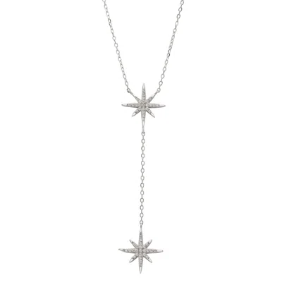 Latelita Women's White / Silver Double Starburst Drop Necklace Silver