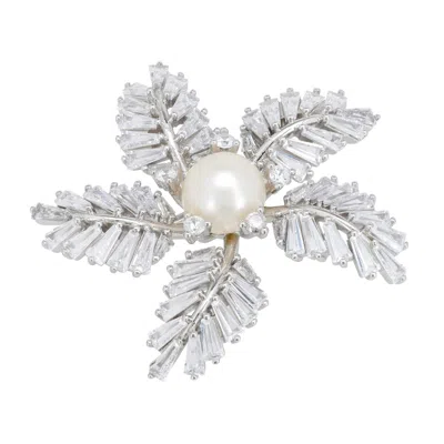 Latelita Women's White / Silver Fern Starflower Pearl Brooch Silver