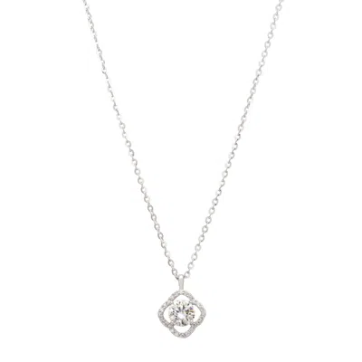 Latelita Women's White / Silver Floating Solitaire Moissanite Necklace Silver In Metallic