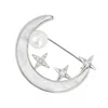 Latelita Women's White / Silver Galileo Mother Of Pearl Moon & Star Brooch Silver