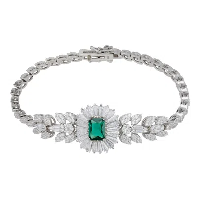 Latelita Women's White / Silver / Green Countess Gemstone Bracelet Emerald Silver