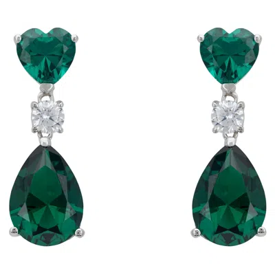 Latelita Women's White / Silver / Green Irina Emerald Teardrop Earrings Silver