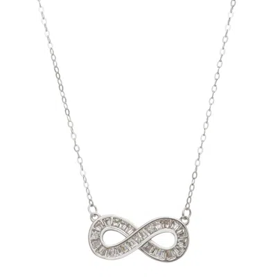 Latelita Women's White / Silver Infinity Baguette Necklace Silver In Metallic