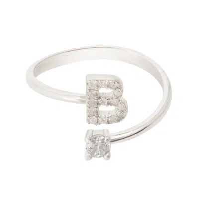 Latelita Women's White / Silver Initial Ring Silver B In Multi